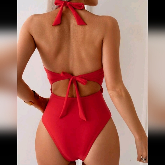 Women's Simple Casual Solid Color One Piece Swimsuit, Daily Wear - Picture 3 of 5